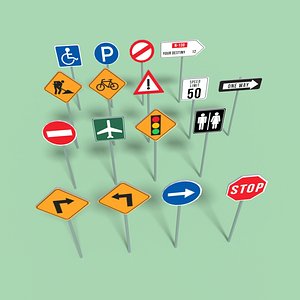 3d common signs road model