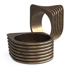 Vintage Ring Geometric Layers Worn Bronze