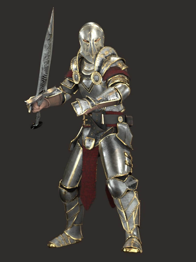 Realistic Rigged Warrior Medieval Knight Plate Armor Character 3D Model ...