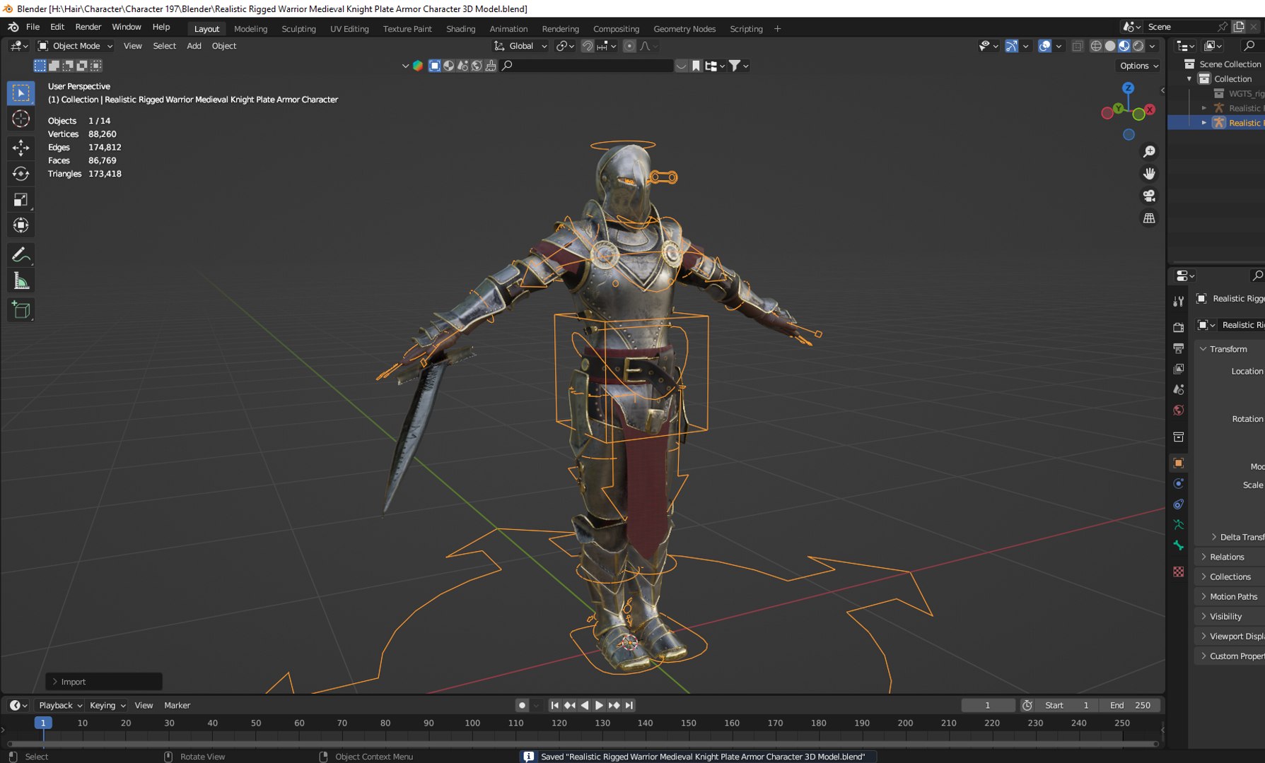 Realistic Rigged Warrior Medieval Knight Plate Armor Character 3D Model ...