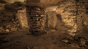 3D Old prehistoric underground mine excavation