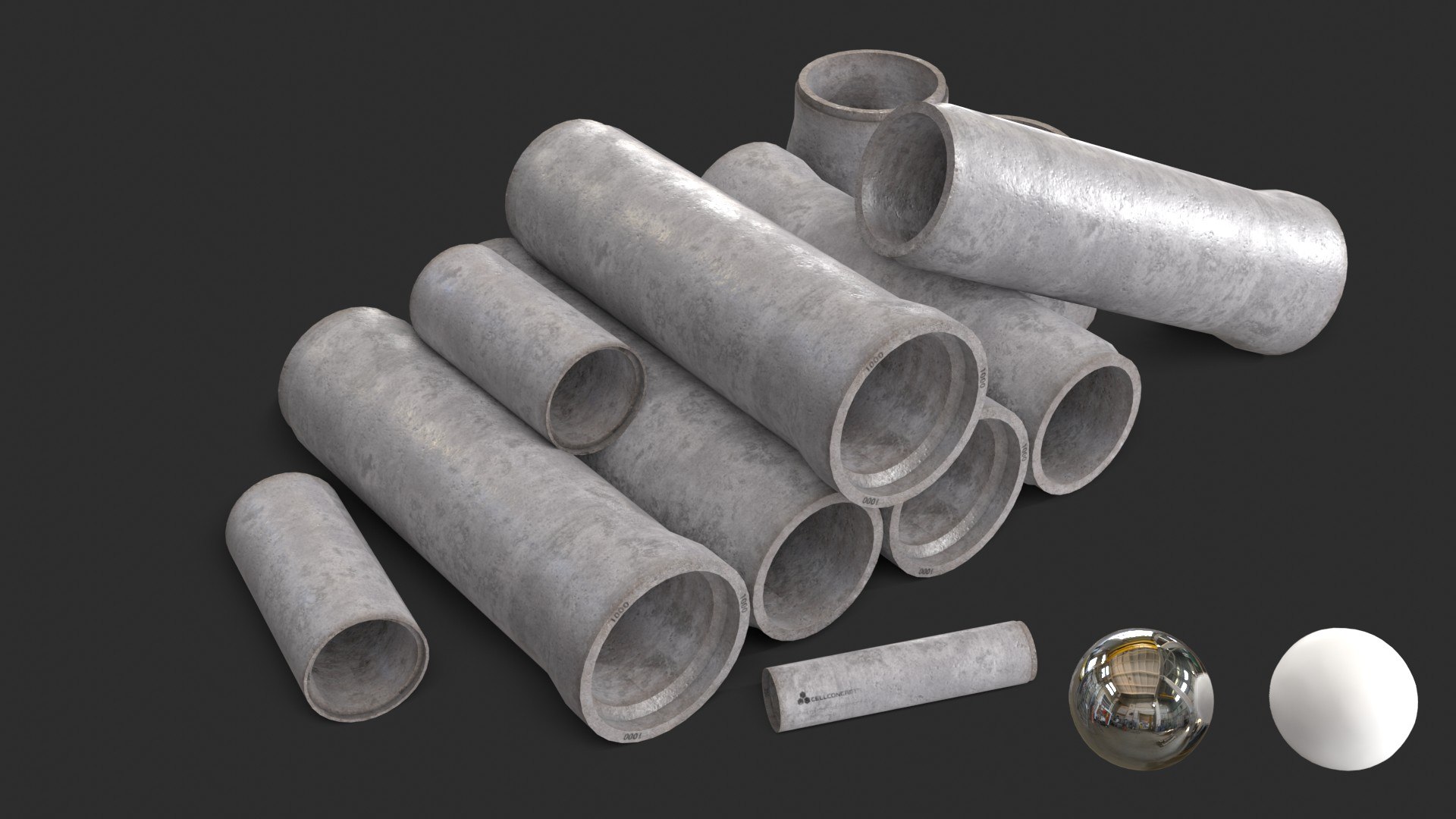 3D Asset Concrete Pipes Set Model - TurboSquid 1524924