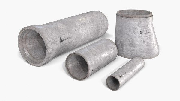 3D asset concrete pipes set model