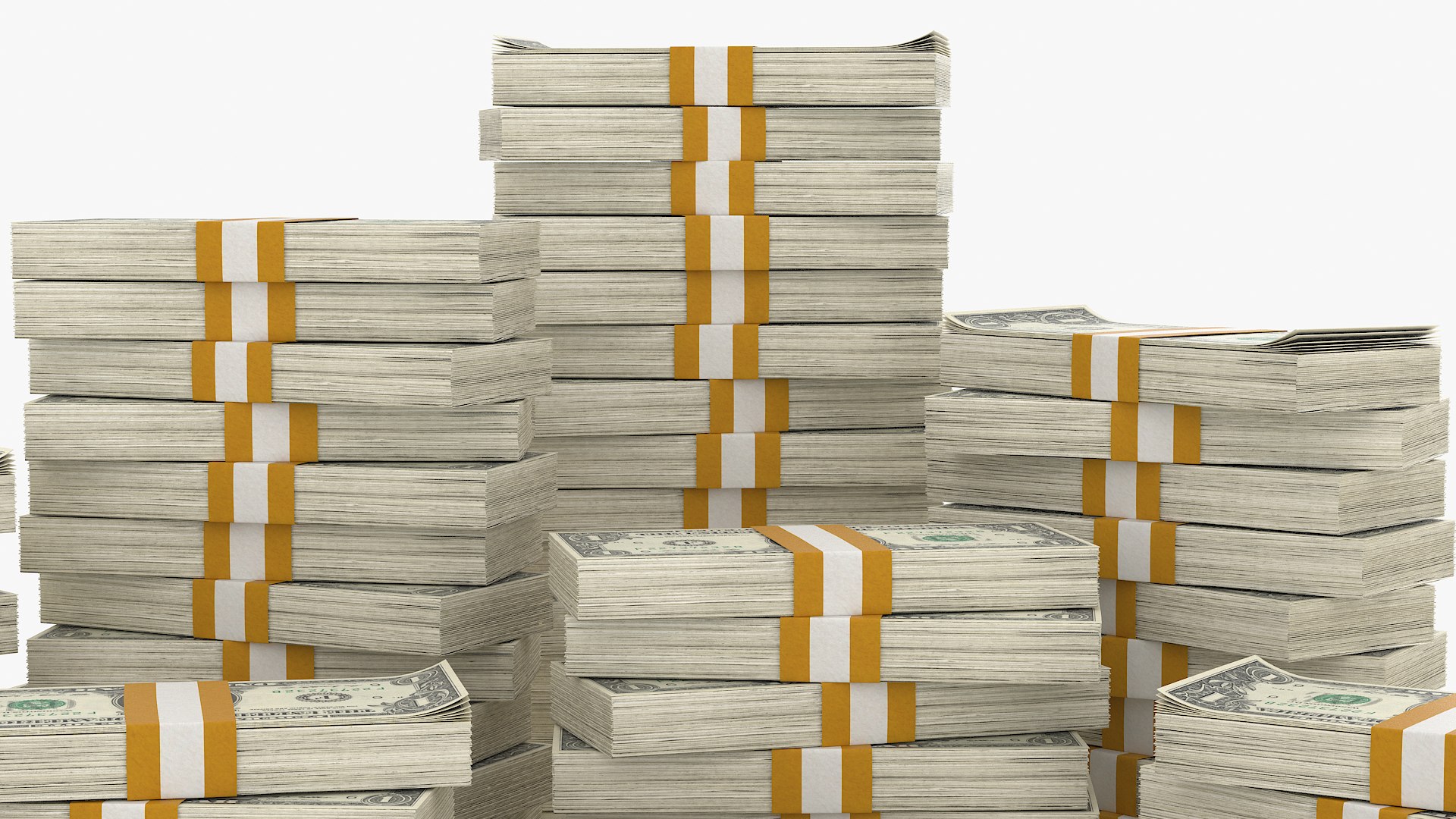 1 Dollar Bill Grouped Stacks 3D model - TurboSquid 1972265