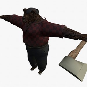 3D bear lumberjack model
