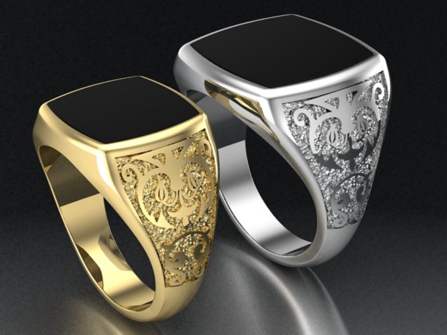 Mens Ring With Black Onyx Two Options 3D Model - TurboSquid 1819027