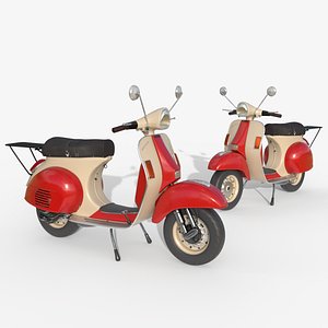 Classic Vintage Scooter - Red Cream Retro