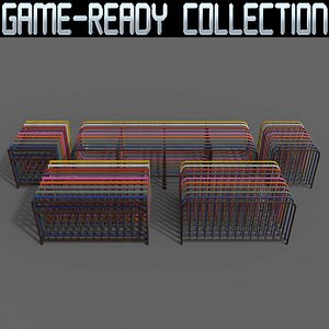 PBR Pedestrian Guard Rail - Collection 3D model