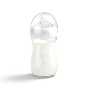 Plastic Baby Bottle With Milk - transparent children feeding container