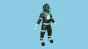Diving Suit 08 Black Green - Cartoon Character Design 3D