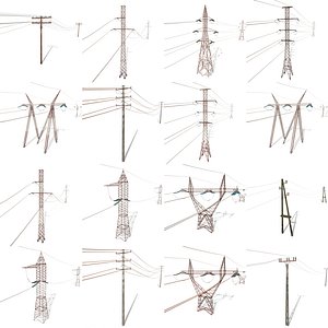 pack electricity poles 3D