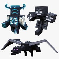 Minecraft Ultimate Bosses Collection Rigged 3D Model Pack 4K PBR Ender Dragon Wither Warden Boss