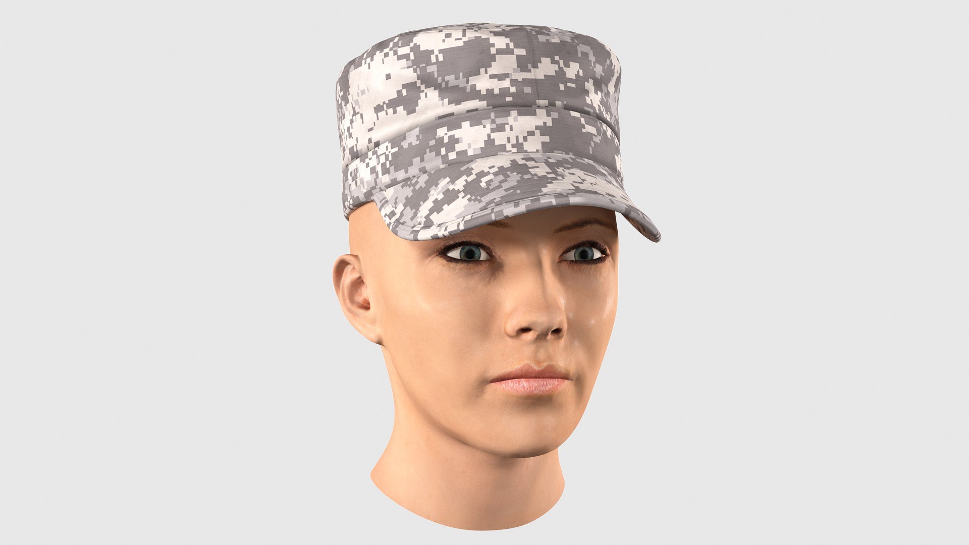 Female Soldier Head 3D model preview