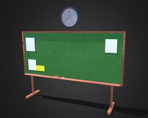 3D model blackboard wall clock