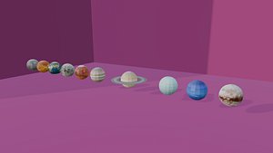 3D PLANETS - LOW POLY - PS1 RETRO STYLE model