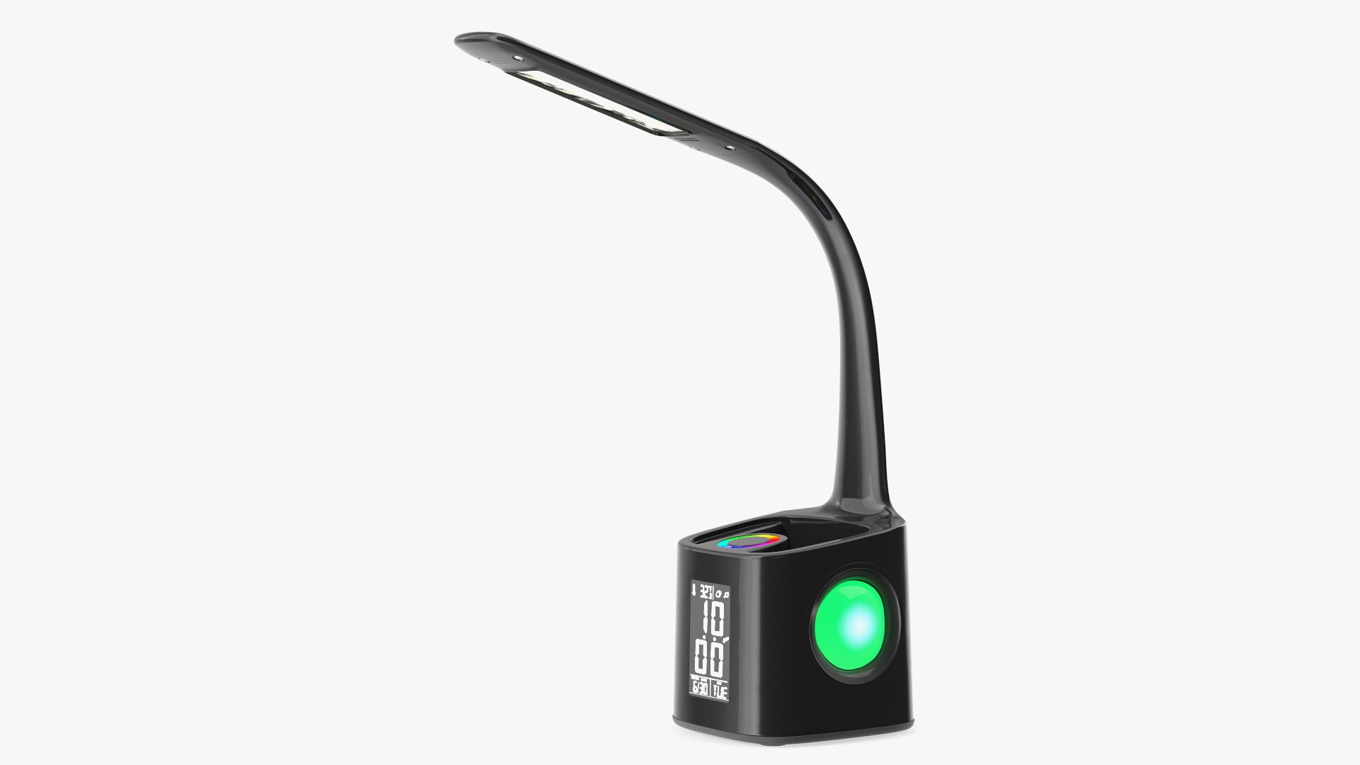 Black Desk Lamp Clock Switched On 3D model preview