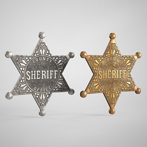 Sheriff Star Badge - Old Police Badge AAA Game Ready