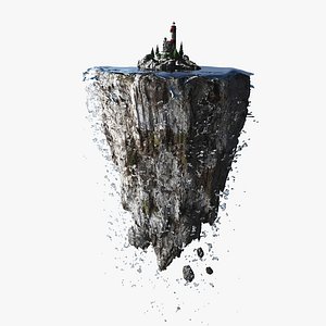 3d lighthouse floating island model