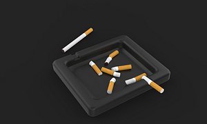 3D Ashtray with Cigarettes Low-poly 3D model model