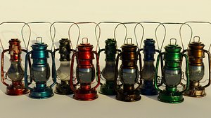 3D model old oil lamps