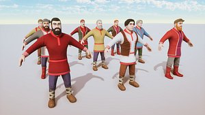 Stylized Medieval People Male Kit Rigged with Shape Keys 3D model