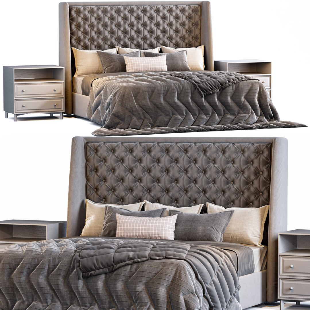 3D RH Adler Lovely Gray Bed Model - TurboSquid 2014957