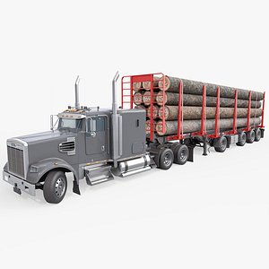 Truck 07 Log Trailer Grey Version All PBR Unity UE Textures 3D model