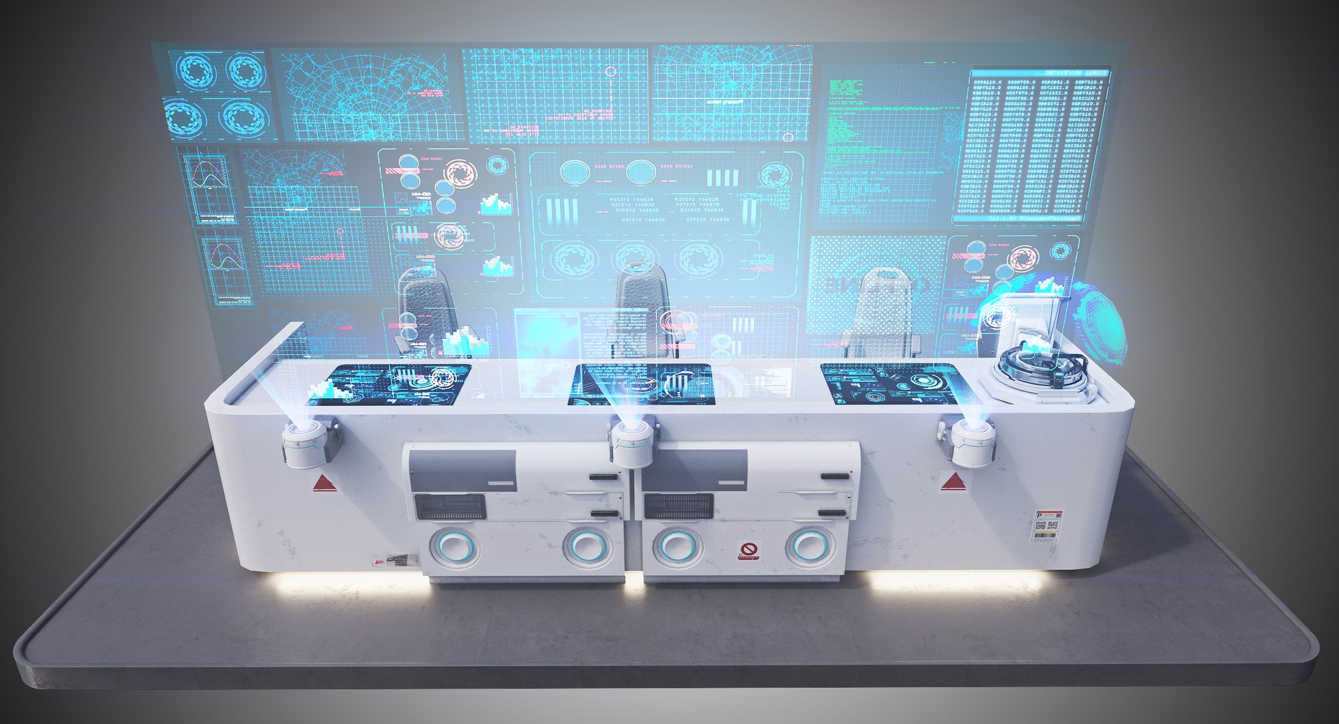 Futuristic Command Panel 2 3d Model