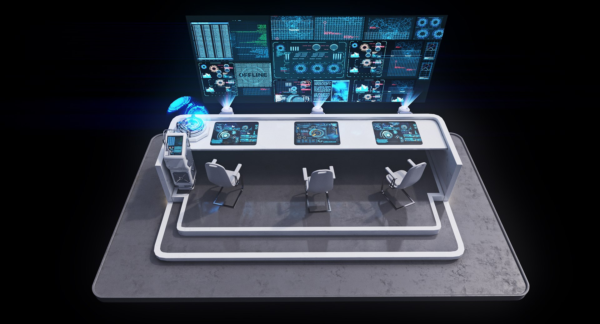 Futuristic Command Panel 2 3d Model