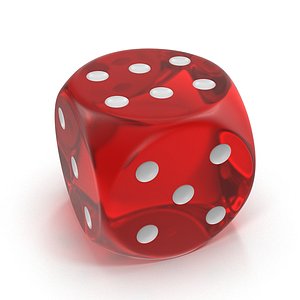 3D dice red transparent model