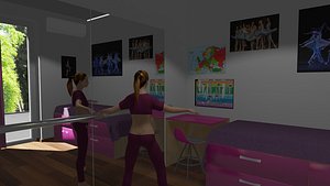 Single room Ballerina Italian style with character in motion 3D model