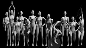 Animated Female Mesh - 12 sport poses v3 model