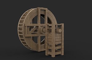 wooden water wheels 03 3D model 3D model
