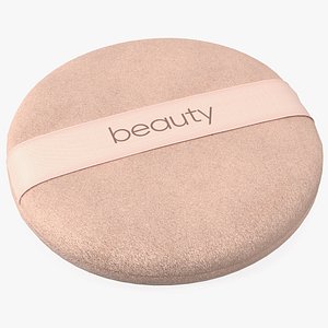 Round Powder Puff with Strap Beige