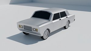 Low-Poly Classic Retro Sedan