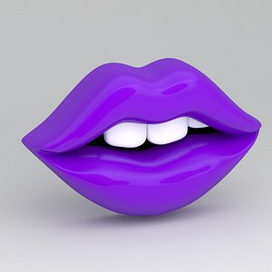 3D purple lips with teeth