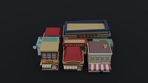 Lowpoly Cartoon shops Polygonal Style