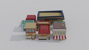 3D cartoon shops model