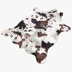 3D model Brown and White Spotted Cowhide Rug Fur