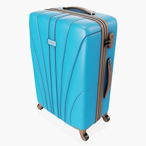 Rolling Travel Suitcase Blue 3D model