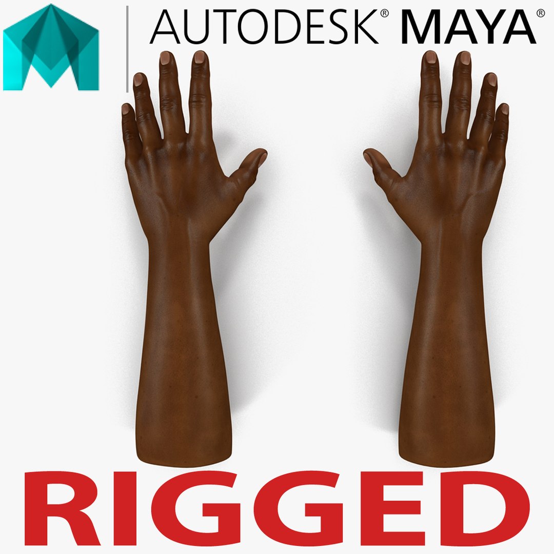 African Man Hands Rigged for Maya 3D Model 3D model preview