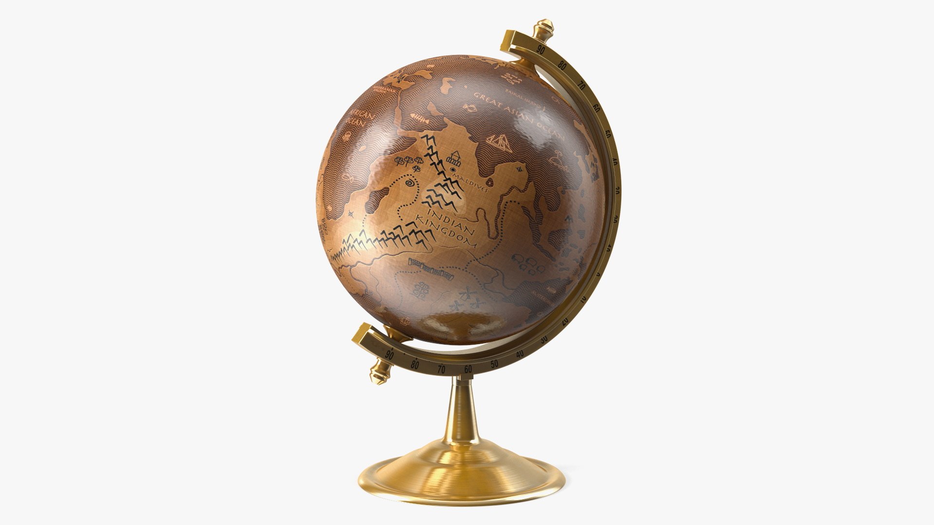Antique Globe On Bronze Stand 3D model preview