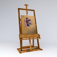 easel painter dirty with  picture