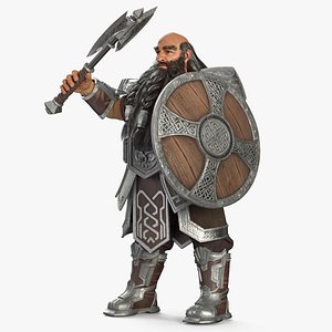 3D model Game Dwarf Character in Chainmail Rigged for Maya