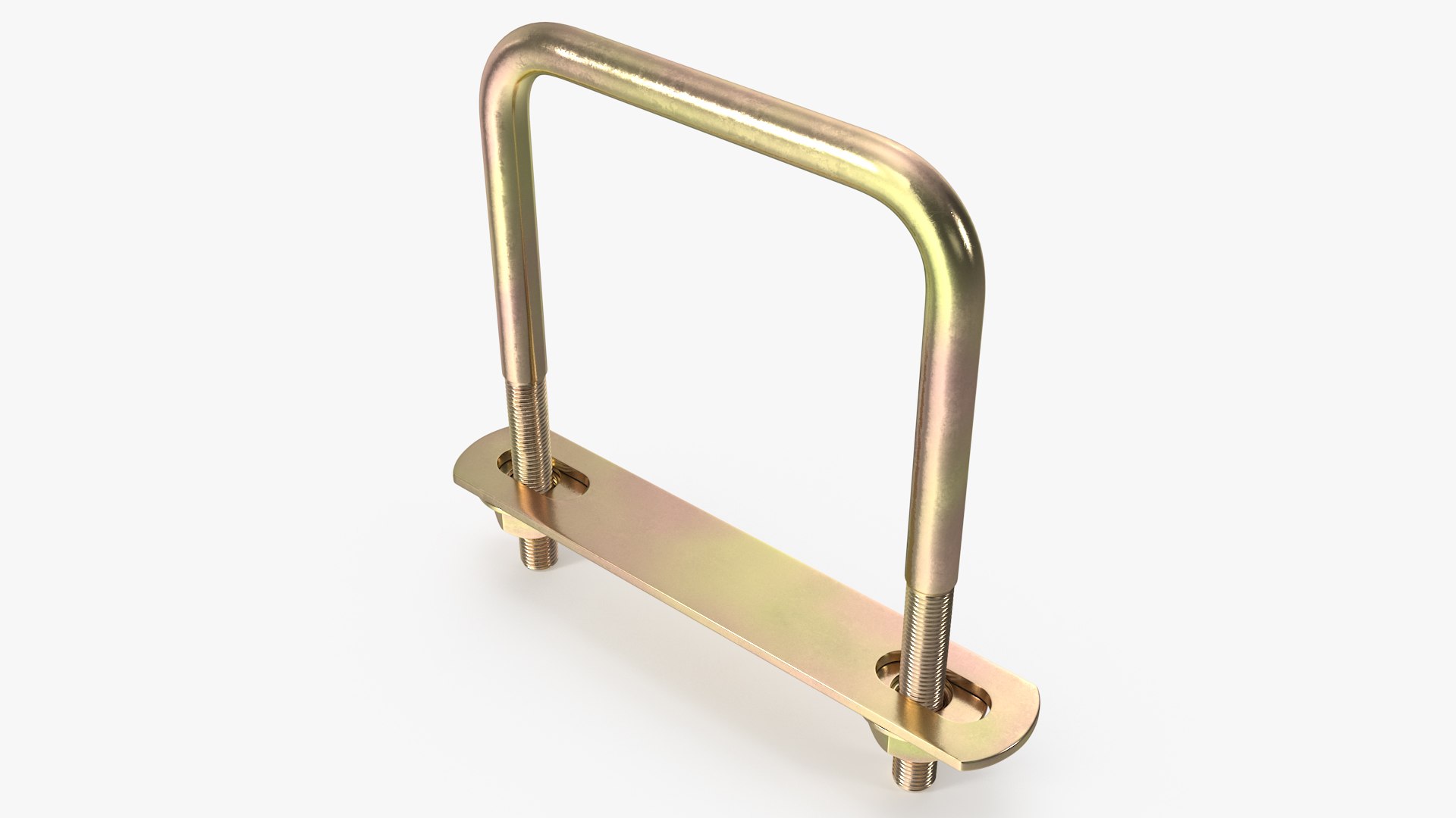 Square U-shaped Bolt Brackets Boat Brass 3D model preview