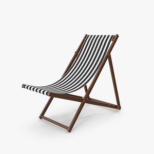 Folding Beach Chair with Black Strips Fabric 3D