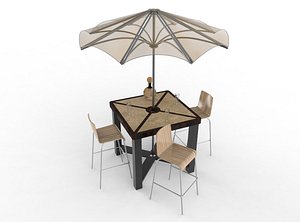 3D model umbrella tabel chair