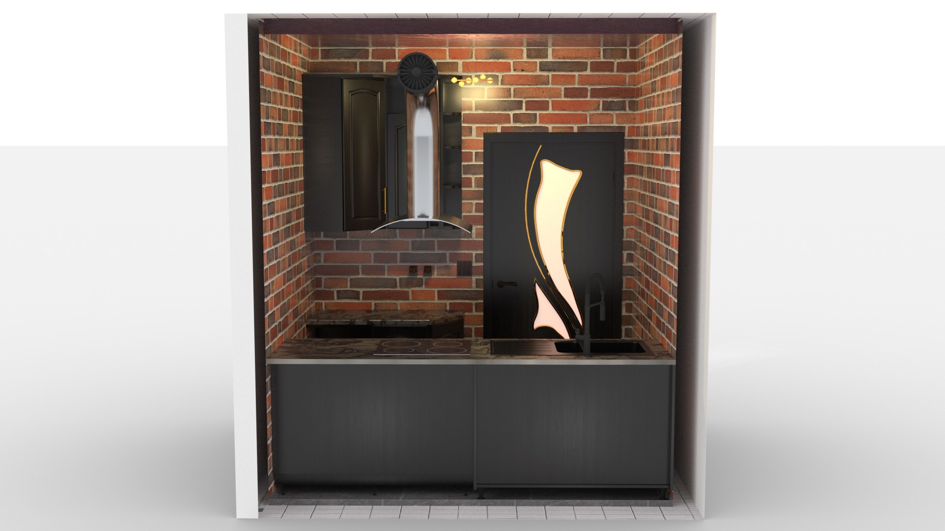 3D Kitchen Interior Design Without Furnitures - TurboSquid 2135667