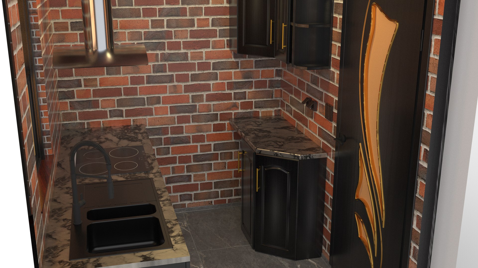 3D Kitchen Interior Design Without Furnitures - TurboSquid 2135667
