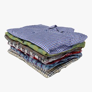 Pile or stack of folded shirts polo Generic casual wardrobe clothing 3D model